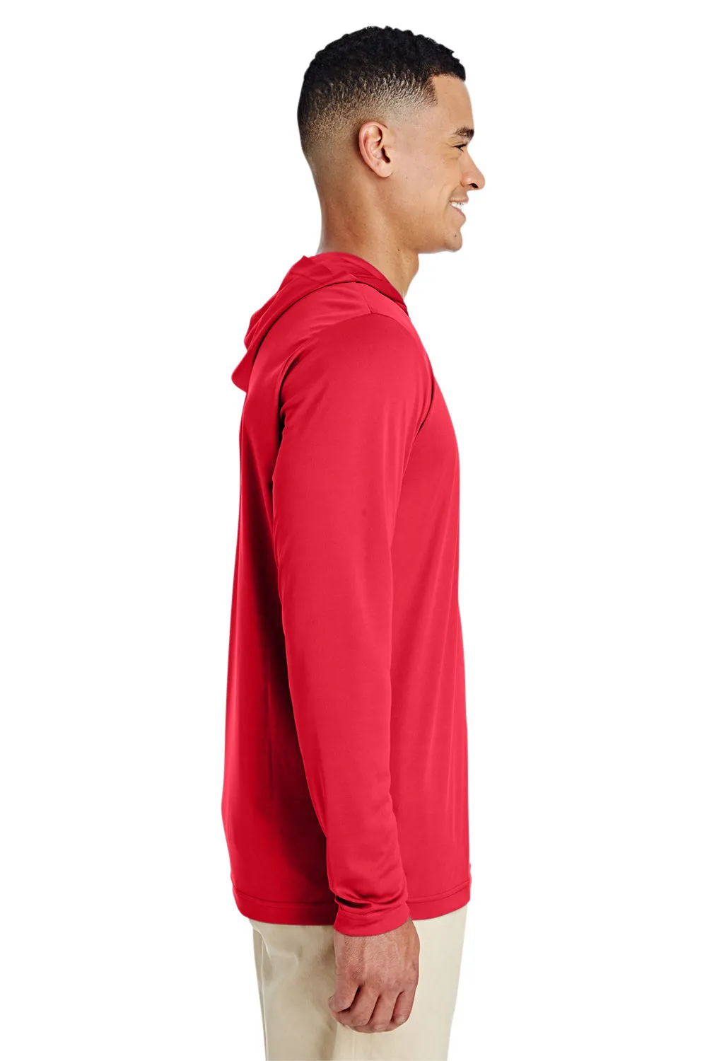 Team 365 Mens Zone Performance Moisture Wicking Long Sleeve Hooded T-Shirt Hoodie - Red