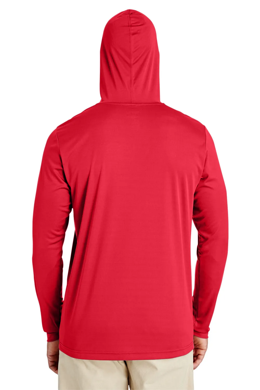 Team 365 Mens Zone Performance Moisture Wicking Long Sleeve Hooded T-Shirt Hoodie - Red