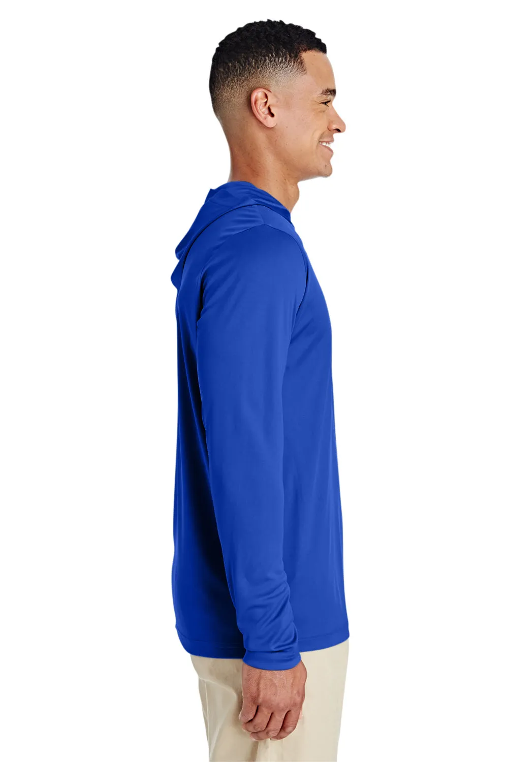 Team 365 Mens Zone Performance Moisture Wicking Long Sleeve Hooded T-Shirt Hoodie - Royal Blue