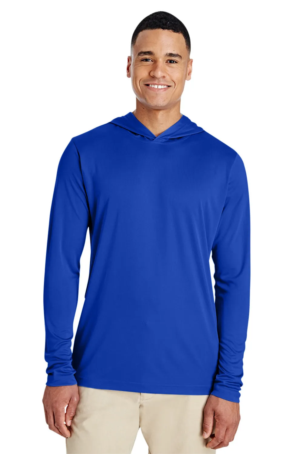 Team 365 Mens Zone Performance Moisture Wicking Long Sleeve Hooded T-Shirt Hoodie - Royal Blue