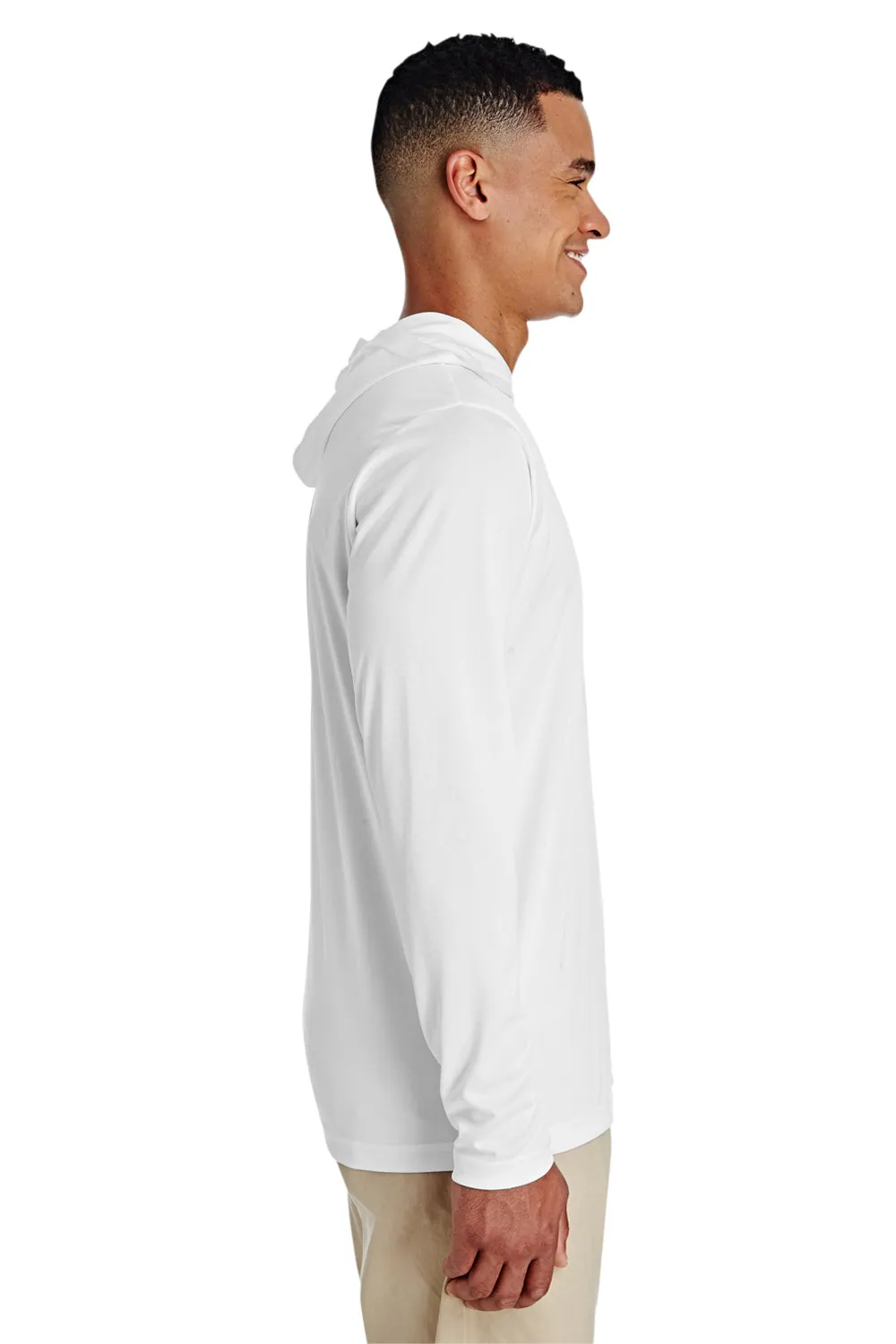 Team 365 Mens Zone Performance Moisture Wicking Long Sleeve Hooded T-Shirt Hoodie - White