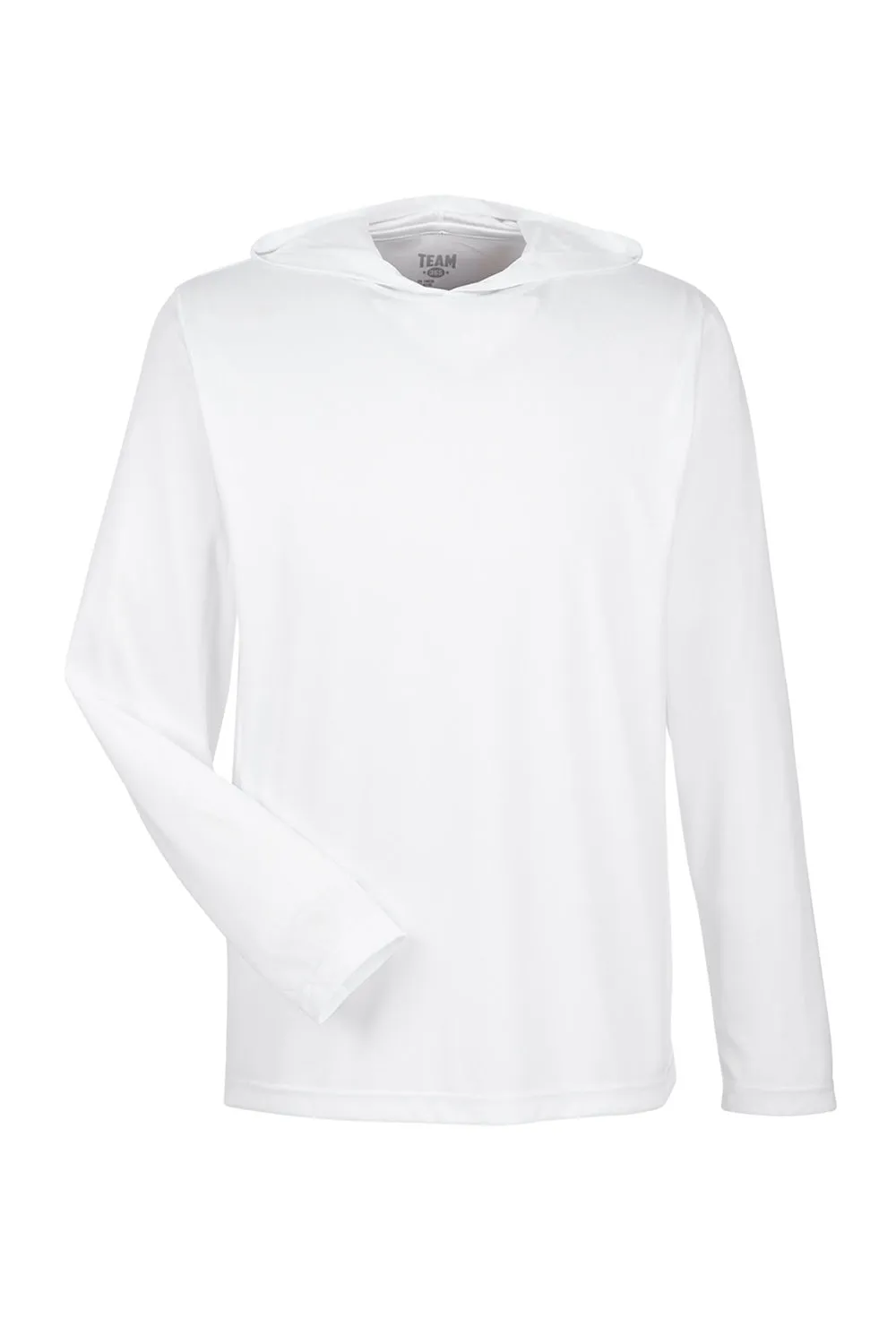 Team 365 Mens Zone Performance Moisture Wicking Long Sleeve Hooded T-Shirt Hoodie - White