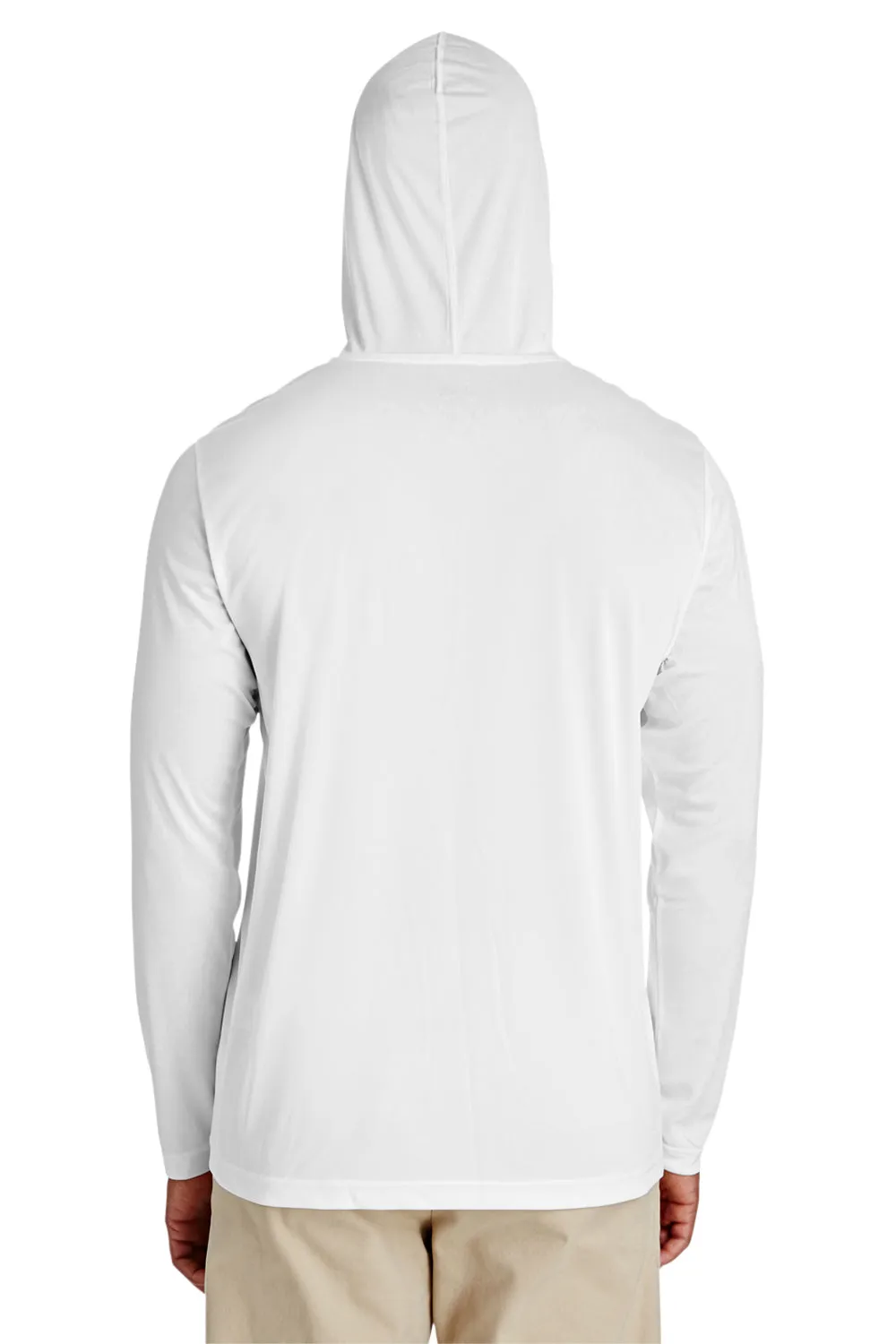 Team 365 Mens Zone Performance Moisture Wicking Long Sleeve Hooded T-Shirt Hoodie - White