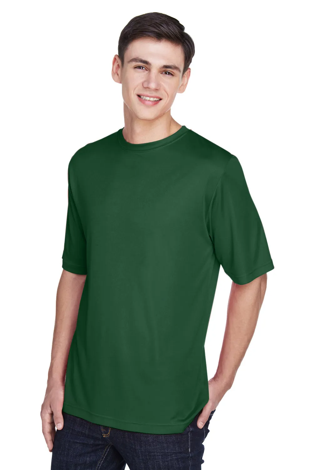Team 365 Mens Zone Performance Moisture Wicking Short Sleeve Crewneck T-Shirt - Dark Green