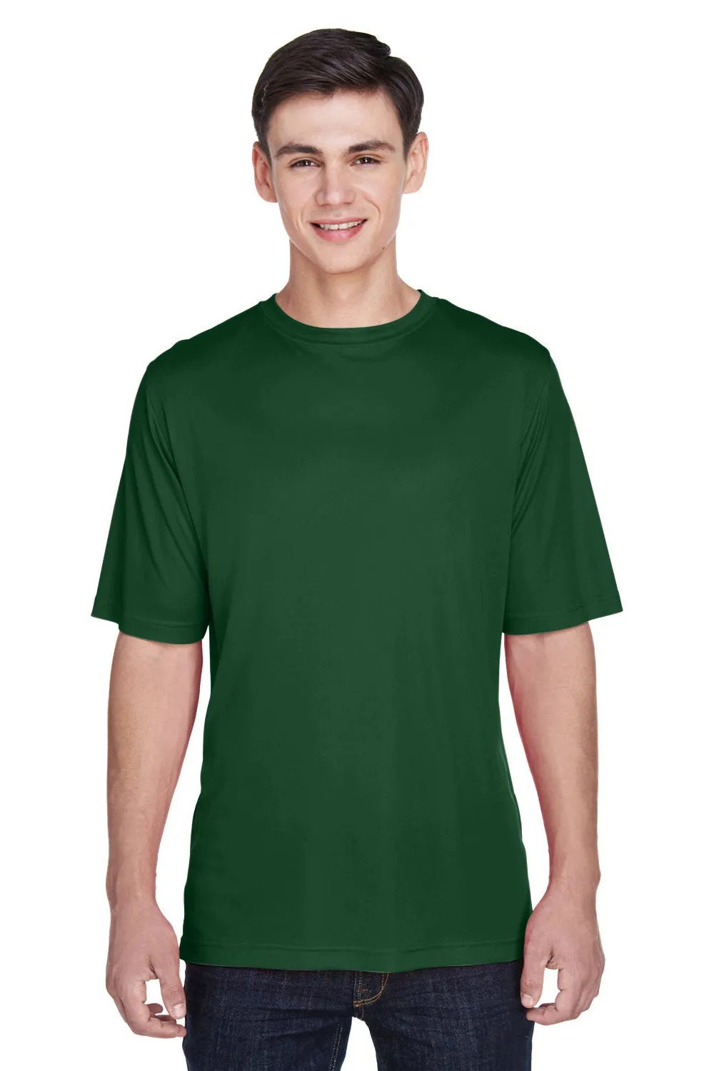 Team 365 Mens Zone Performance Moisture Wicking Short Sleeve Crewneck T-Shirt - Dark Green