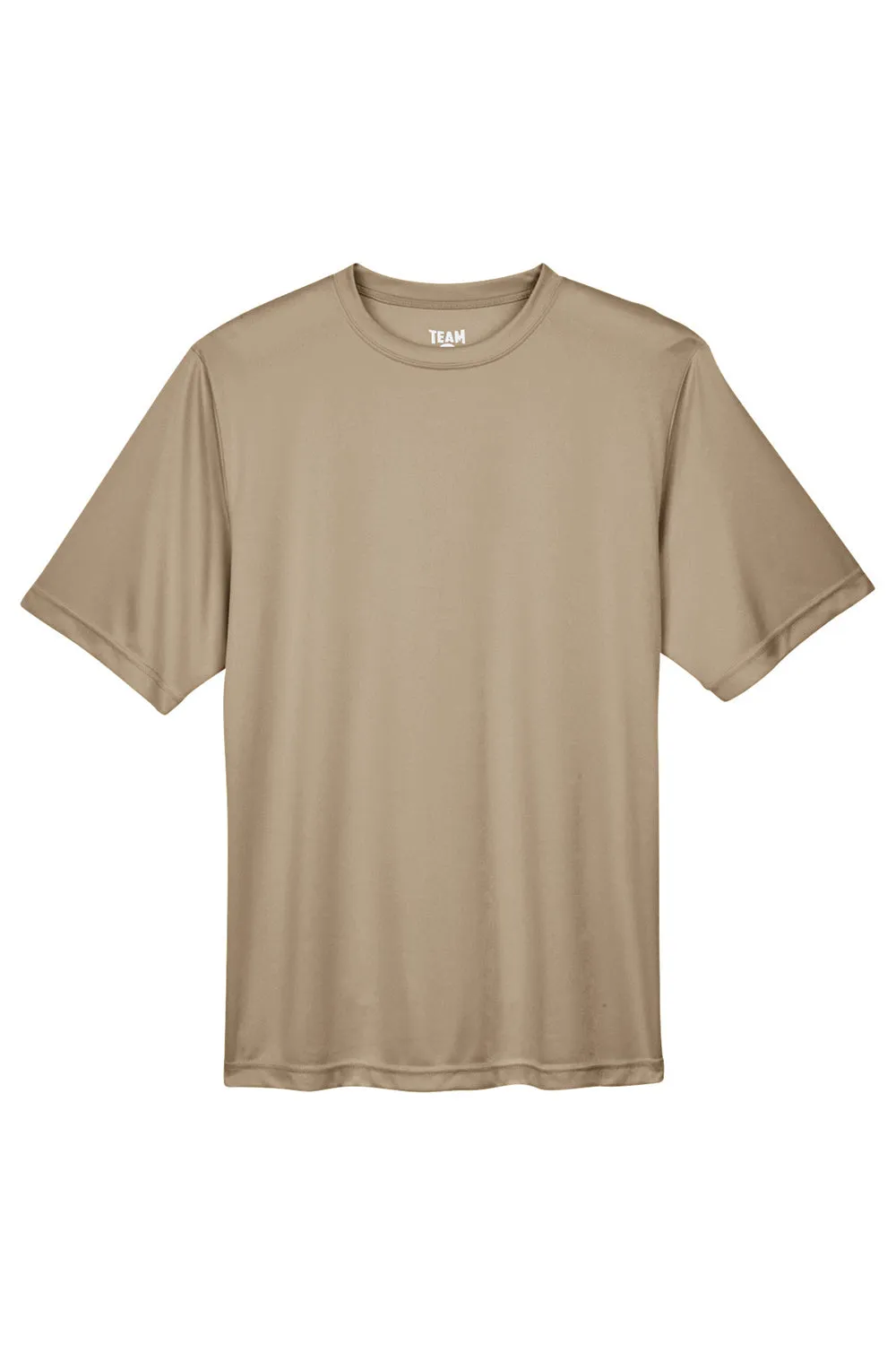 Team 365 Mens Zone Performance Moisture Wicking Short Sleeve Crewneck T-Shirt - Desert Khaki Brown