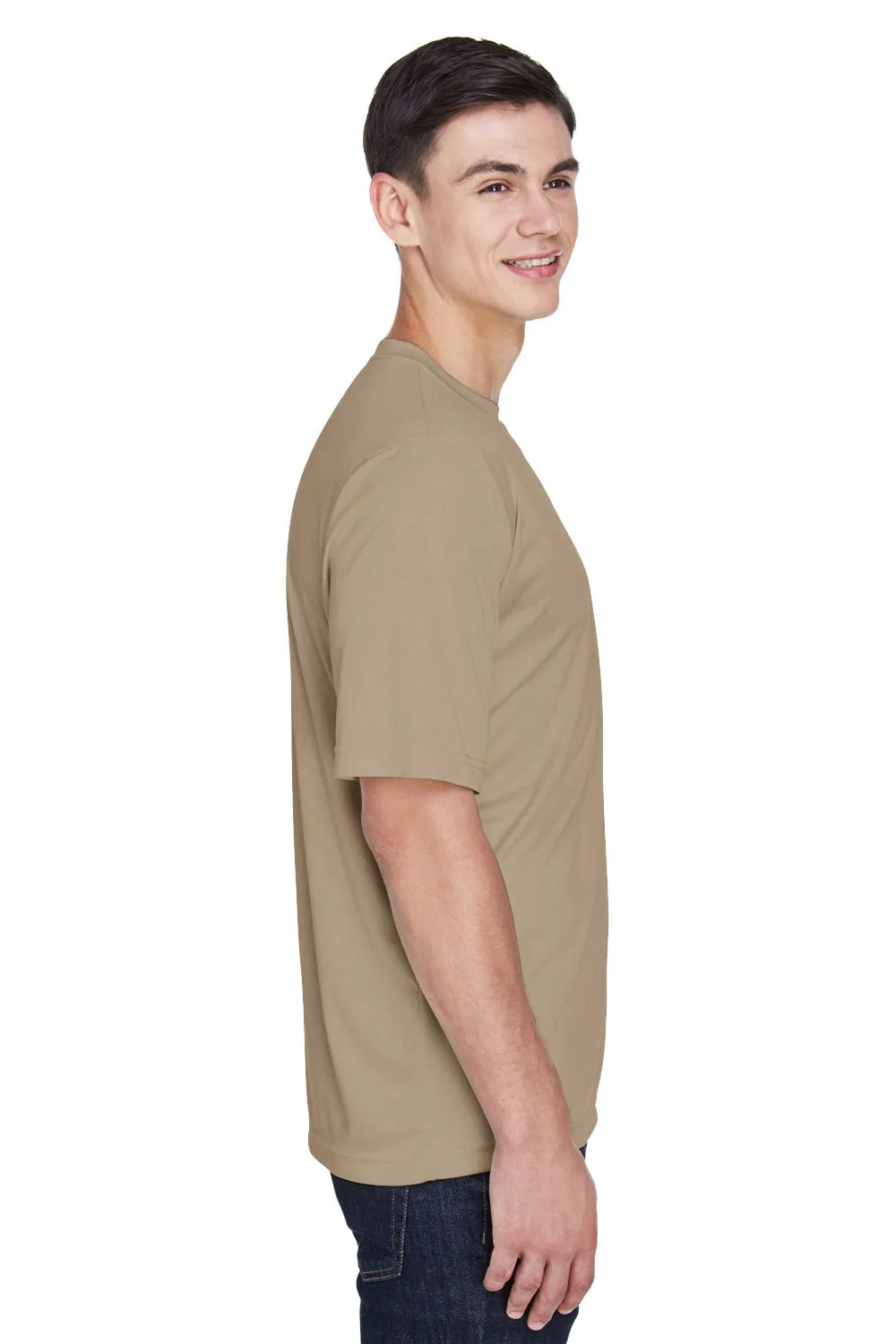 Team 365 Mens Zone Performance Moisture Wicking Short Sleeve Crewneck T-Shirt - Desert Khaki Brown
