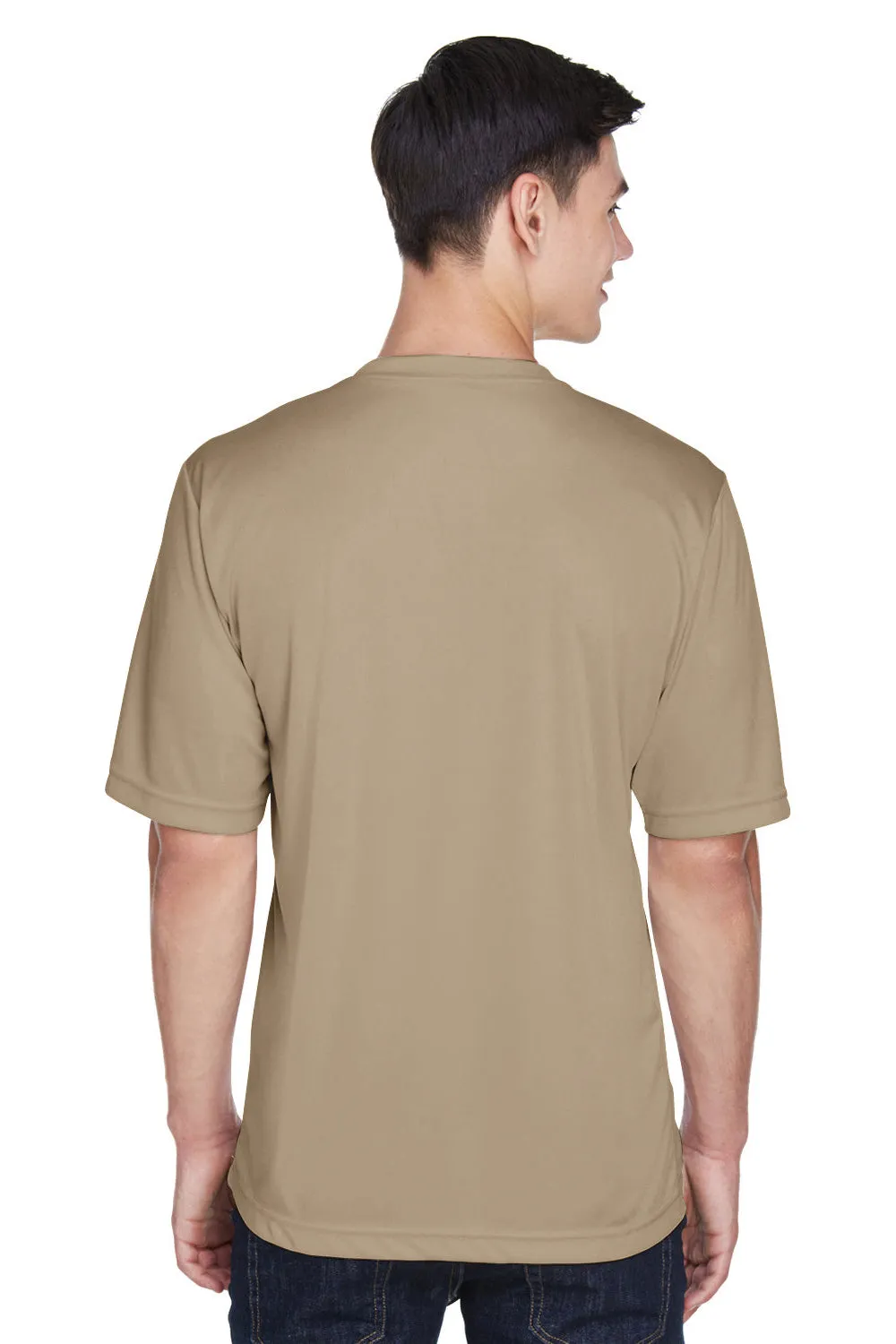 Team 365 Mens Zone Performance Moisture Wicking Short Sleeve Crewneck T-Shirt - Desert Khaki Brown