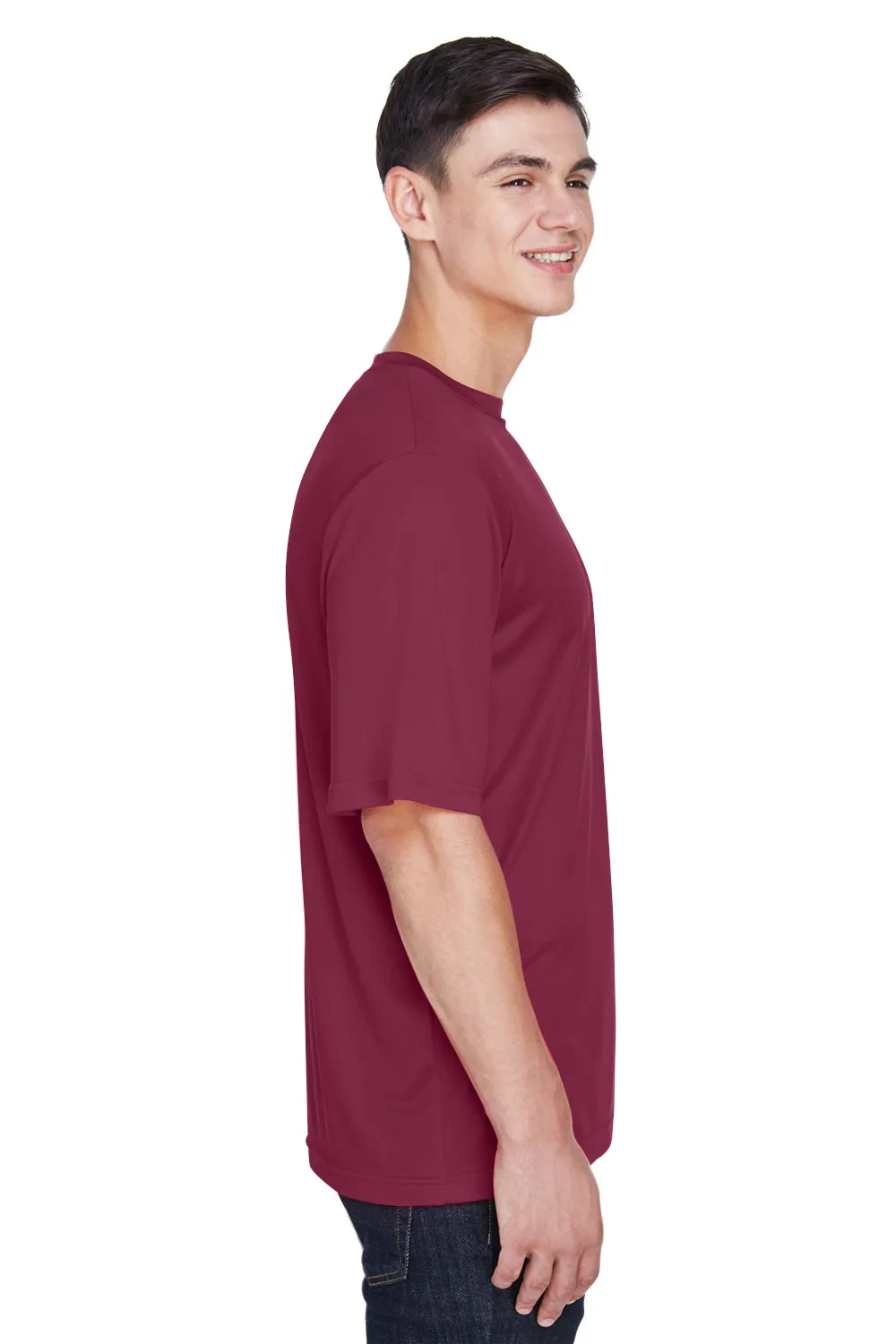 Team 365 Mens Zone Performance Moisture Wicking Short Sleeve Crewneck T-Shirt - Maroon