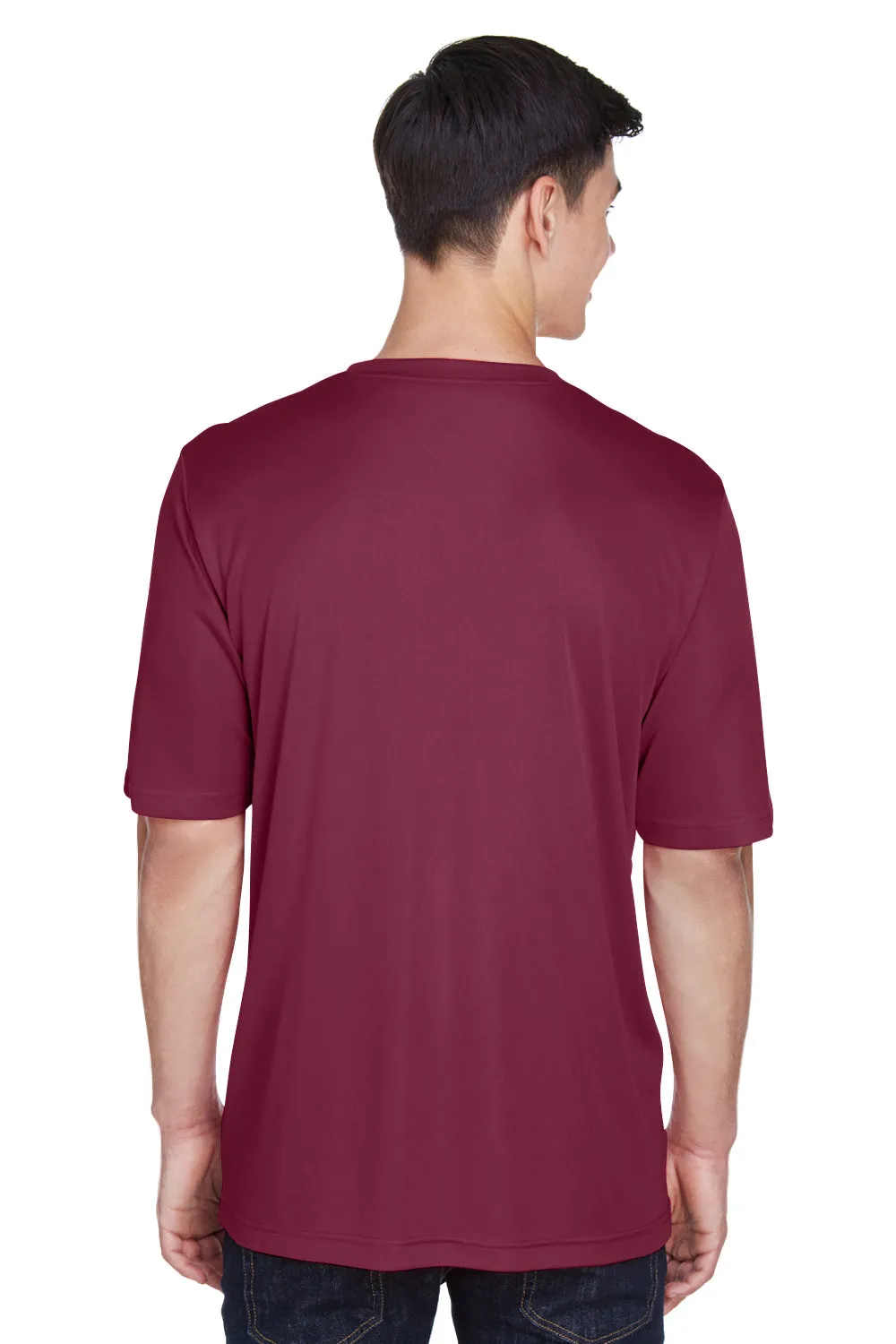 Team 365 Mens Zone Performance Moisture Wicking Short Sleeve Crewneck T-Shirt - Maroon