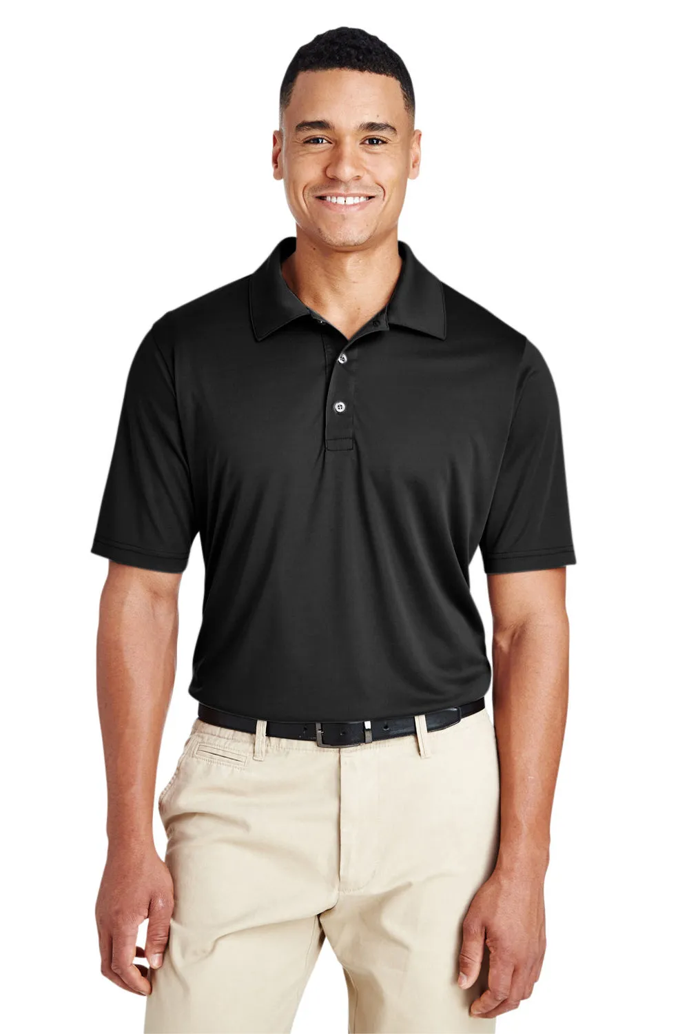 Team 365 Mens Zone Performance Moisture Wicking Short Sleeve Polo Shirt - Black
