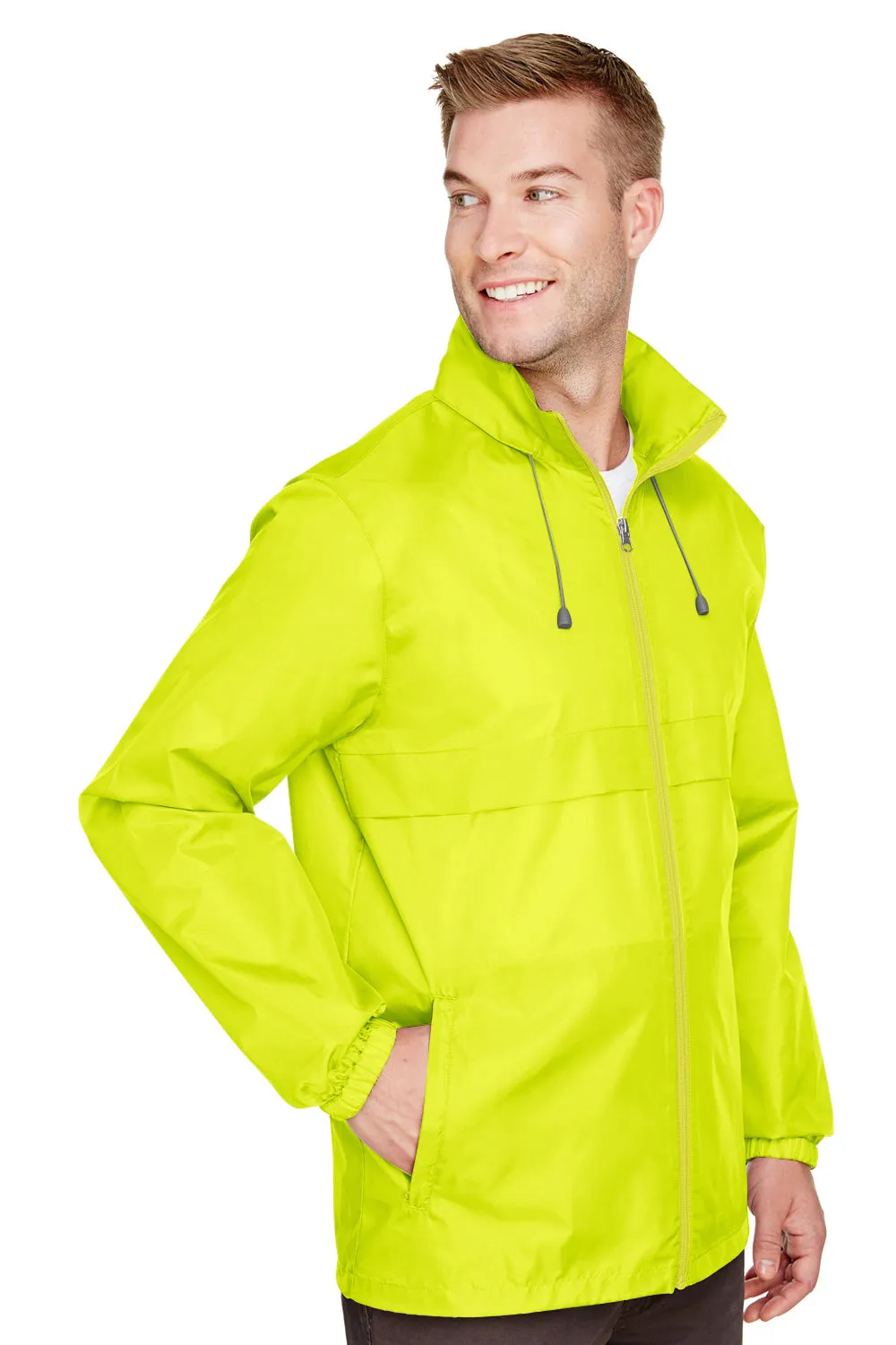 Team 365 Mens Zone Protect Water Resistant Full Zip Hooded Jacket - Safety Yellow