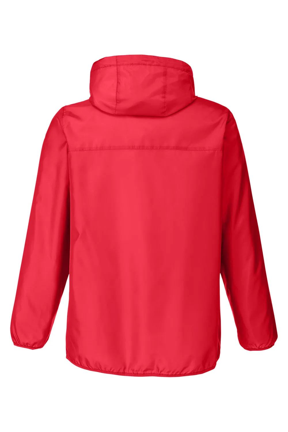 Team 365 Mens Zone Protect Water Resistant Hooded Packable Hooded 1/4 Zip Anorak Jacket - Red