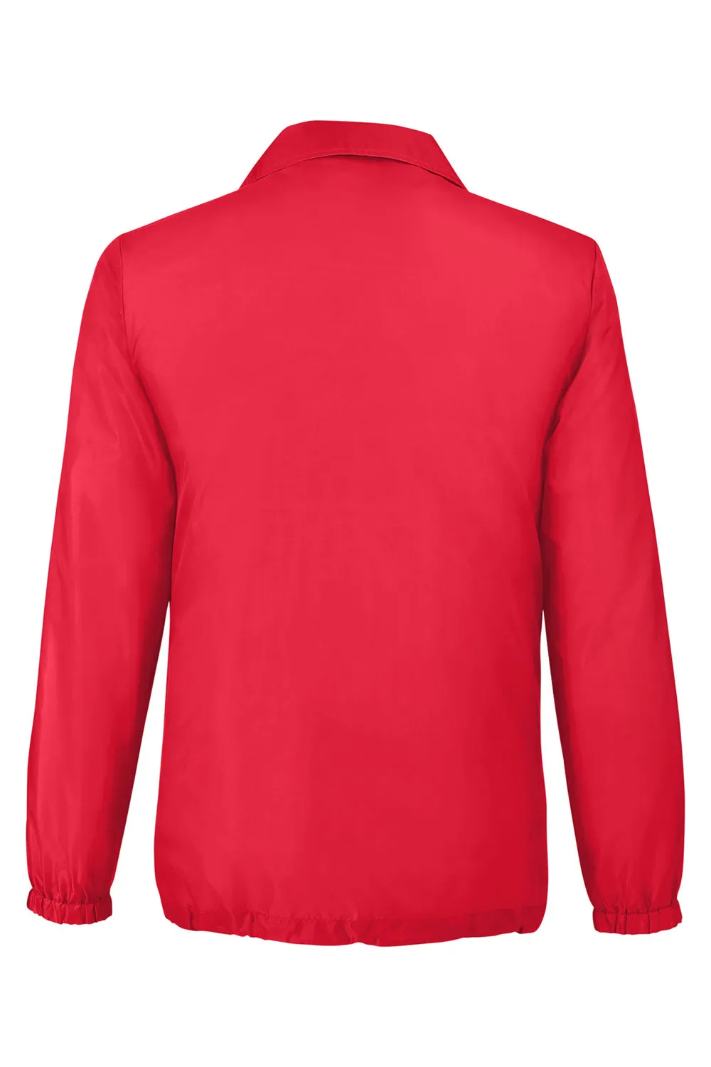 Team 365 Mens Zone Protect Water Resistant Snap Down Coaches Jacket - Red