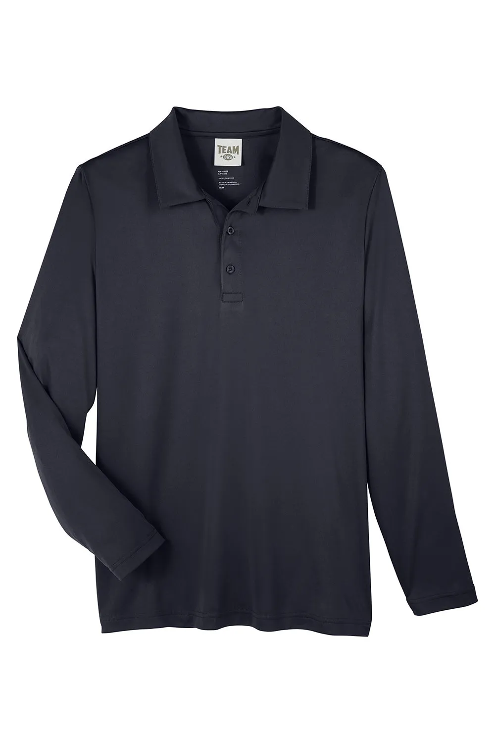 Team 365 Mens Zone Sonic Moisture Wicking Long Sleeve Polo Shirt - Black