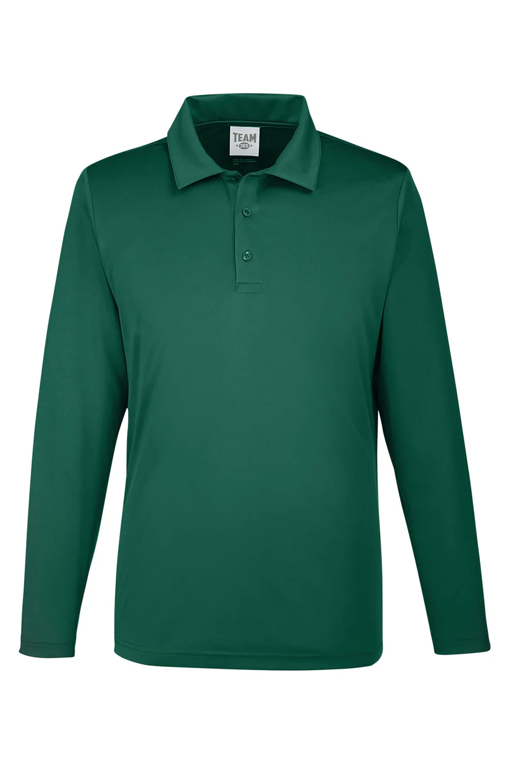 Team 365 Mens Zone Sonic Moisture Wicking Long Sleeve Polo Shirt - Forest Green