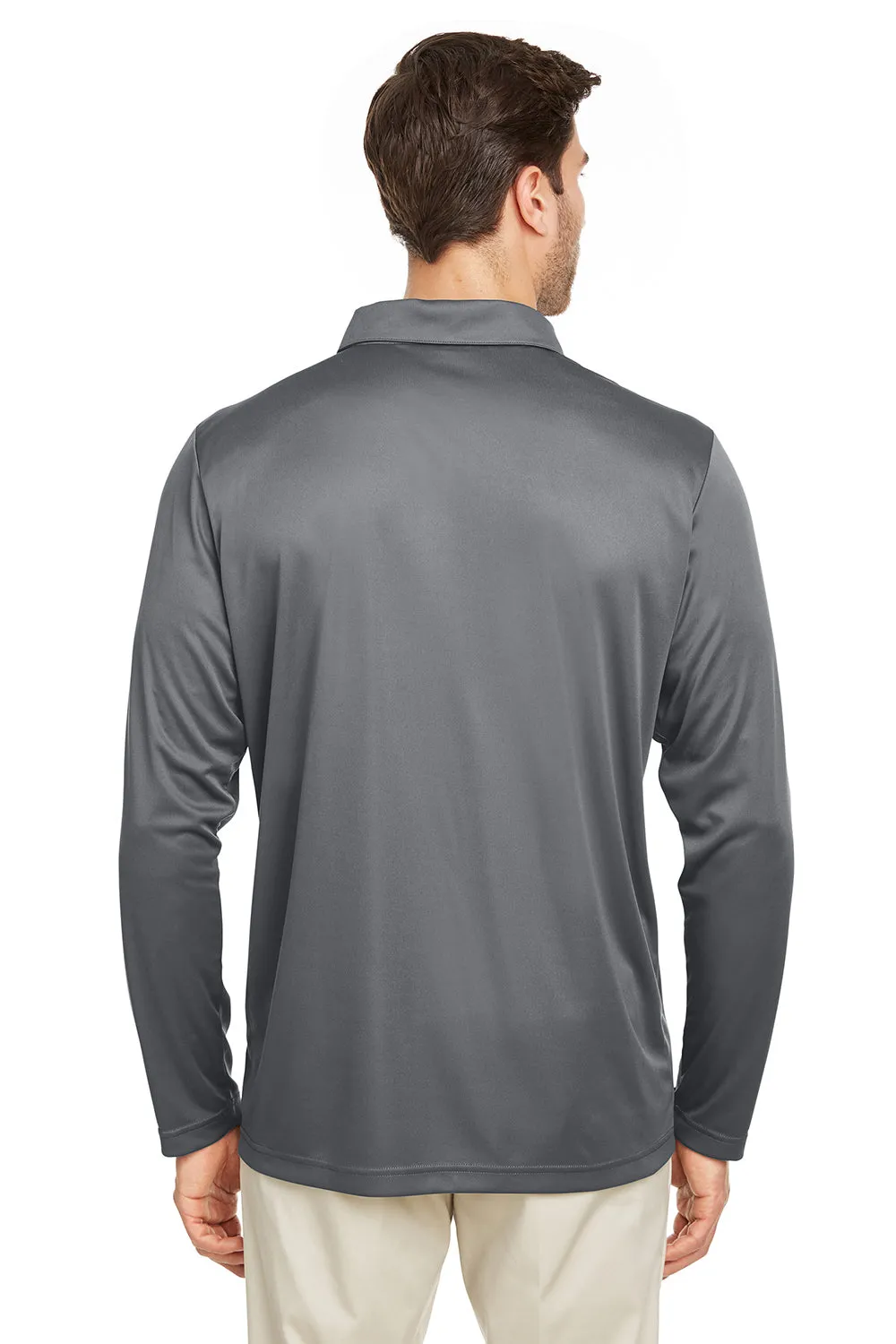 Team 365 Mens Zone Sonic Moisture Wicking Long Sleeve Polo Shirt - Graphite Grey