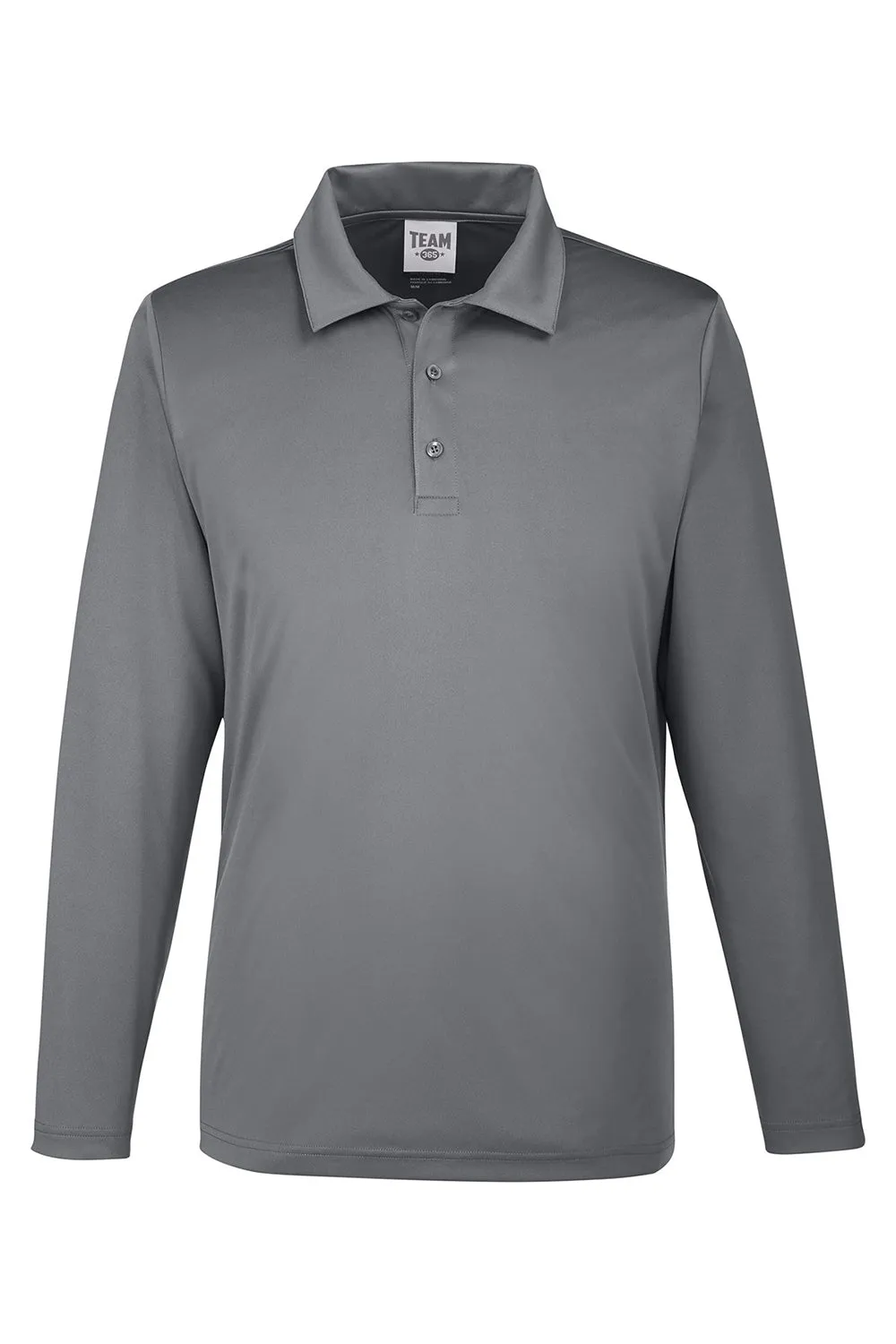 Team 365 Mens Zone Sonic Moisture Wicking Long Sleeve Polo Shirt - Graphite Grey