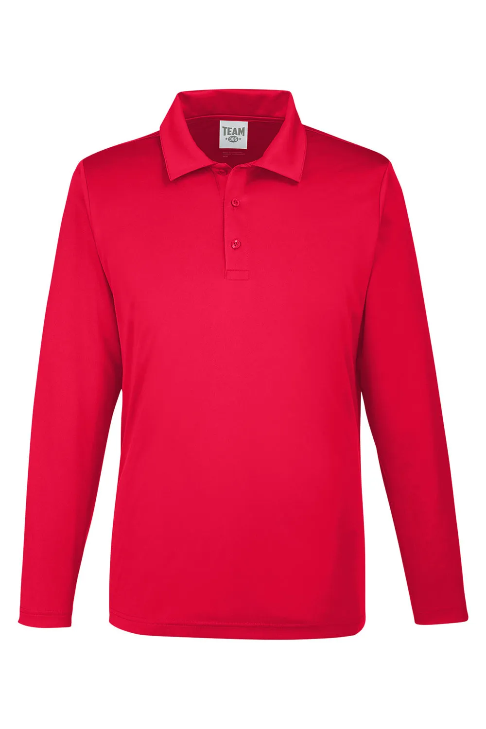 Team 365 Mens Zone Sonic Moisture Wicking Long Sleeve Polo Shirt - Red