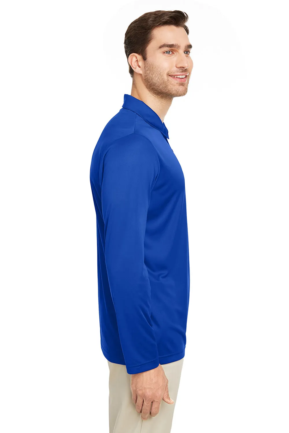 Team 365 Mens Zone Sonic Moisture Wicking Long Sleeve Polo Shirt - Royal Blue