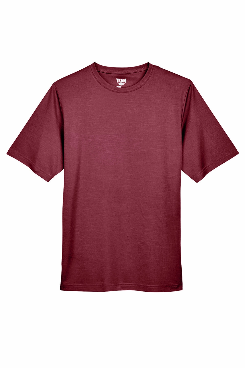 Team 365 Mens Sonic Performance Heather Moisture Wicking Short Sleeve Crewneck T-Shirt - Heather Maroon