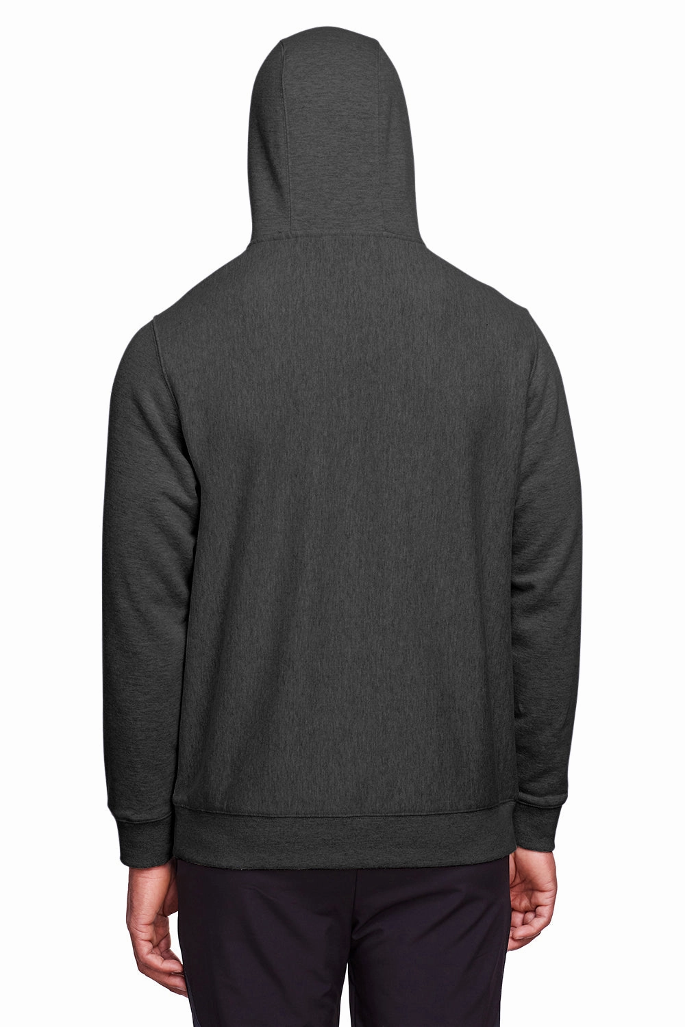 Team 365 Mens Zone HydroSport Fleece Water Resistant Hooded Sweatshirt Hoodie w/ Pouch Pocket - Heather Dark Grey