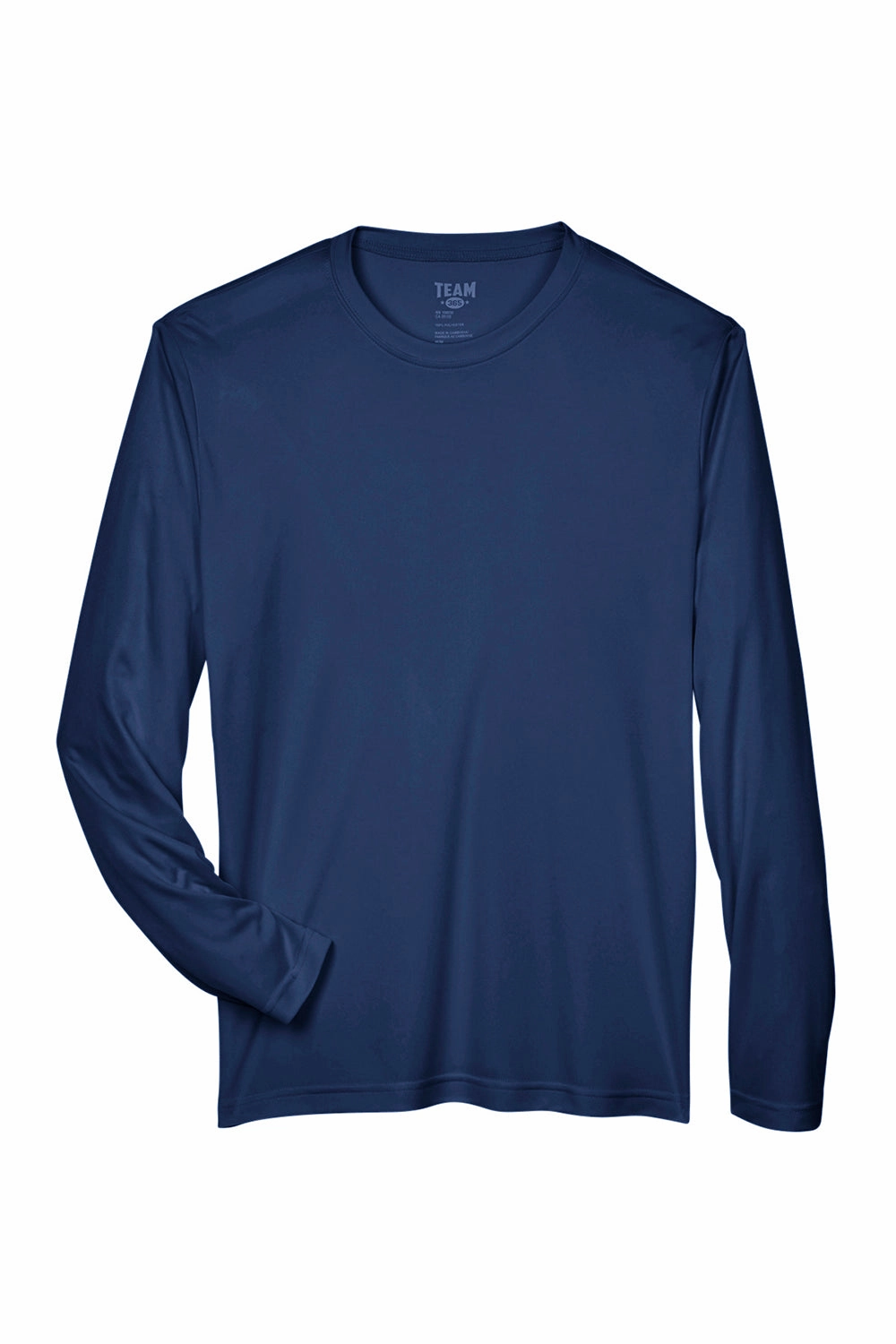 Team 365 Mens Zone Performance Moisture Wicking Long Sleeve Crewneck T-Shirt - Dark Navy Blue