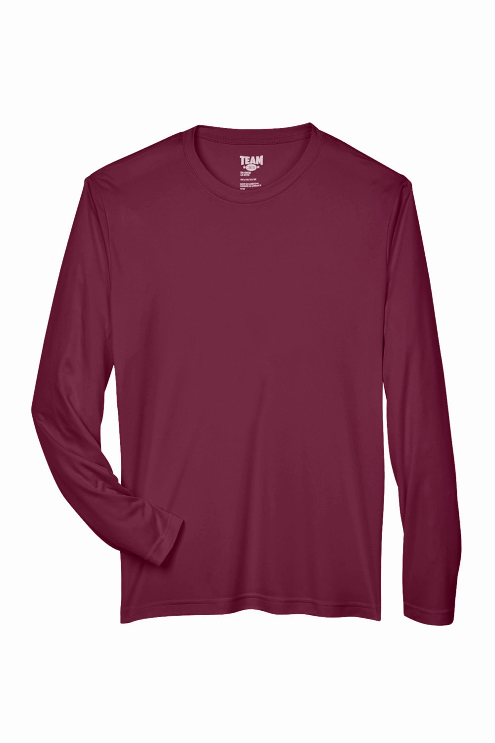 Team 365 Mens Zone Performance Moisture Wicking Long Sleeve Crewneck T-Shirt - Maroon