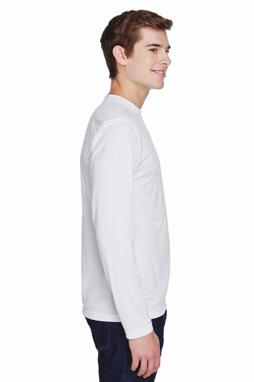 Team 365 Mens Zone Performance Moisture Wicking Long Sleeve Crewneck T-Shirt - White