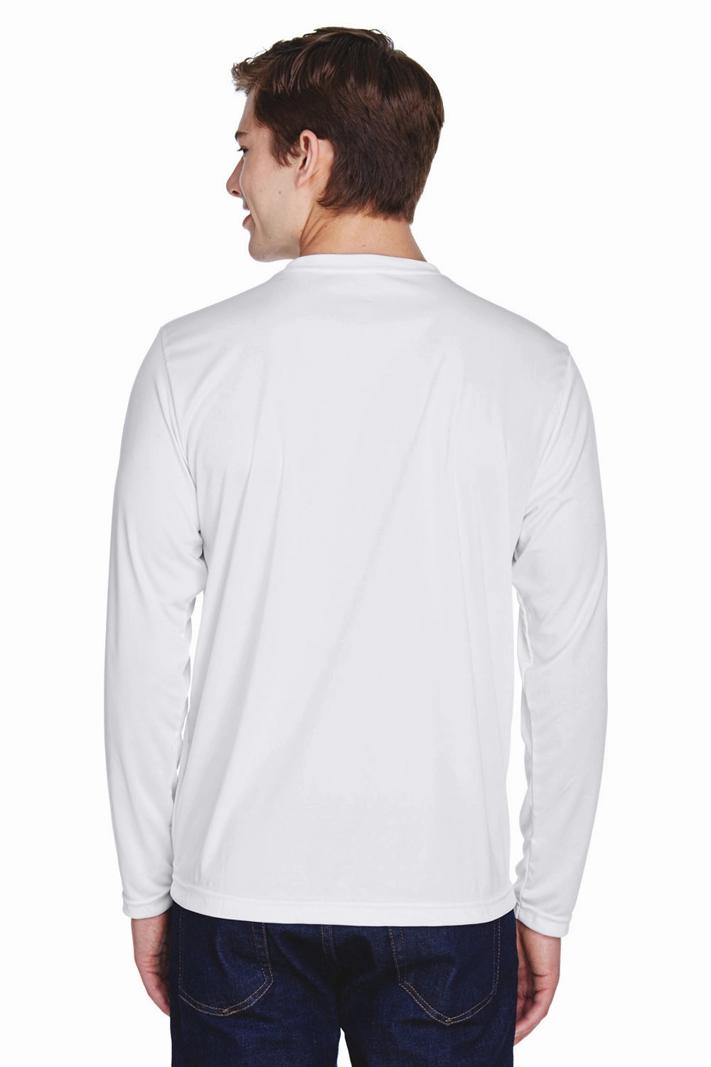 Team 365 Mens Zone Performance Moisture Wicking Long Sleeve Crewneck T-Shirt - White