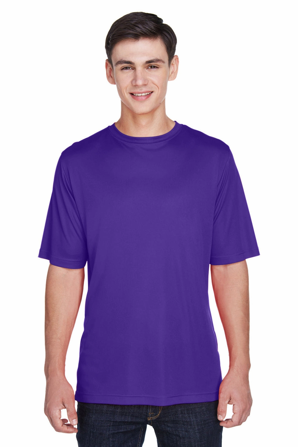 Team 365 Mens Zone Performance Moisture Wicking Short Sleeve Crewneck T-Shirt - Purple