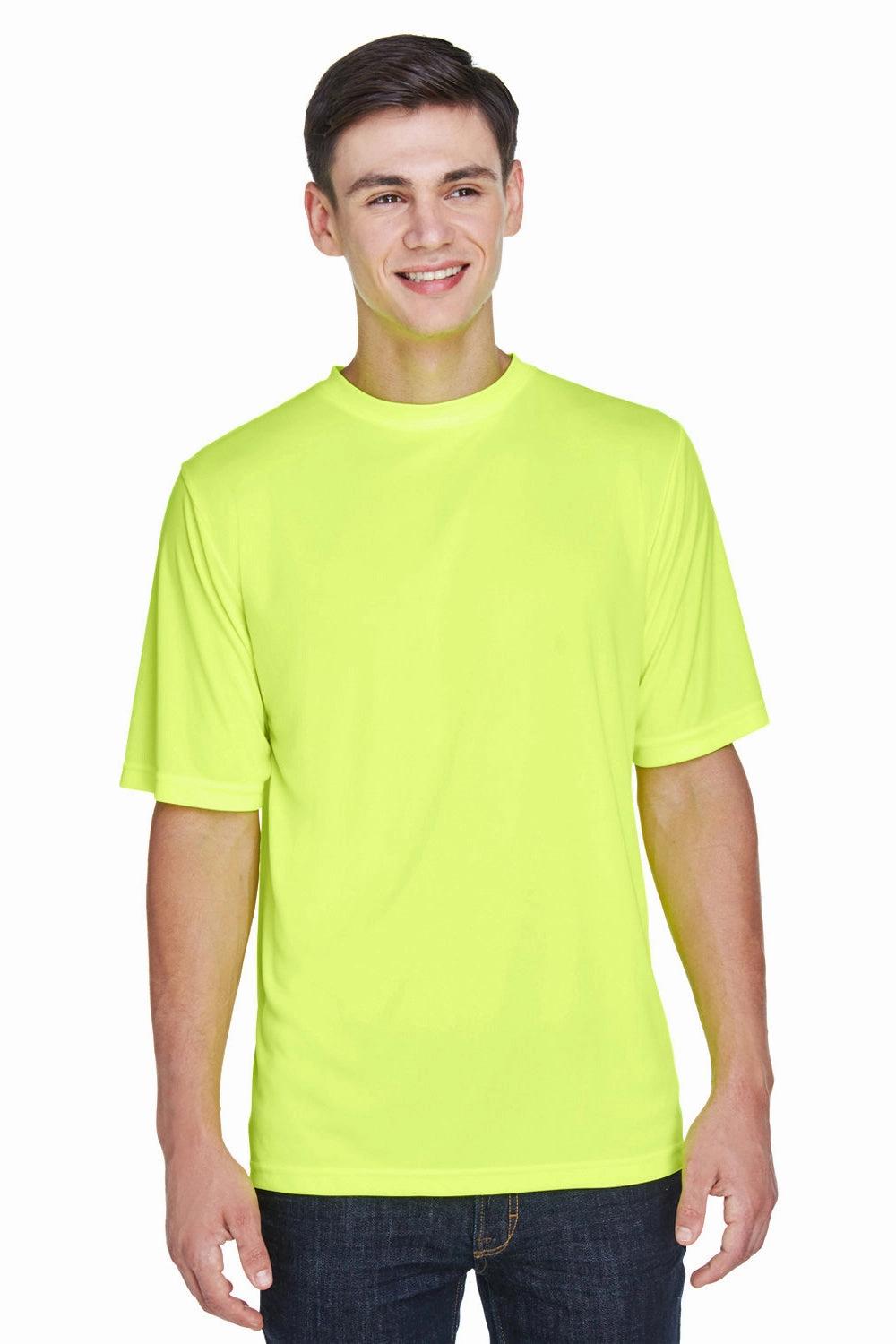 Team 365 Mens Zone Performance Moisture Wicking Short Sleeve Crewneck T-Shirt - Safety Yellow