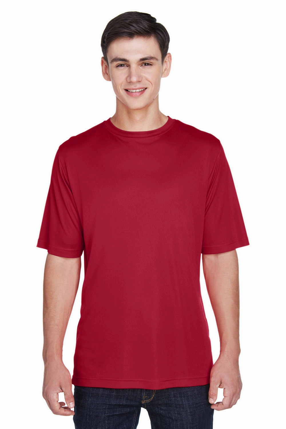 Team 365 Mens Zone Performance Moisture Wicking Short Sleeve Crewneck T-Shirt - Scarlet Red