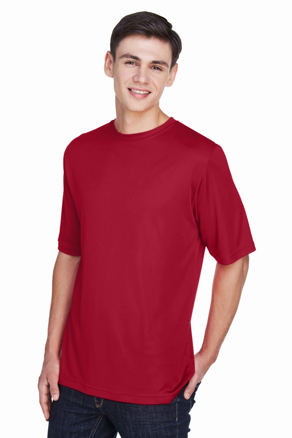 Team 365 Mens Zone Performance Moisture Wicking Short Sleeve Crewneck T-Shirt - Scarlet Red
