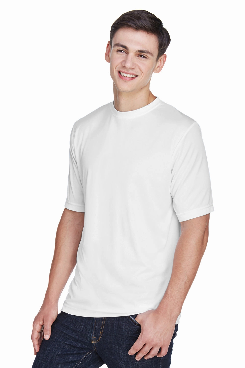 Team 365 Mens Zone Performance Moisture Wicking Short Sleeve Crewneck T-Shirt - White