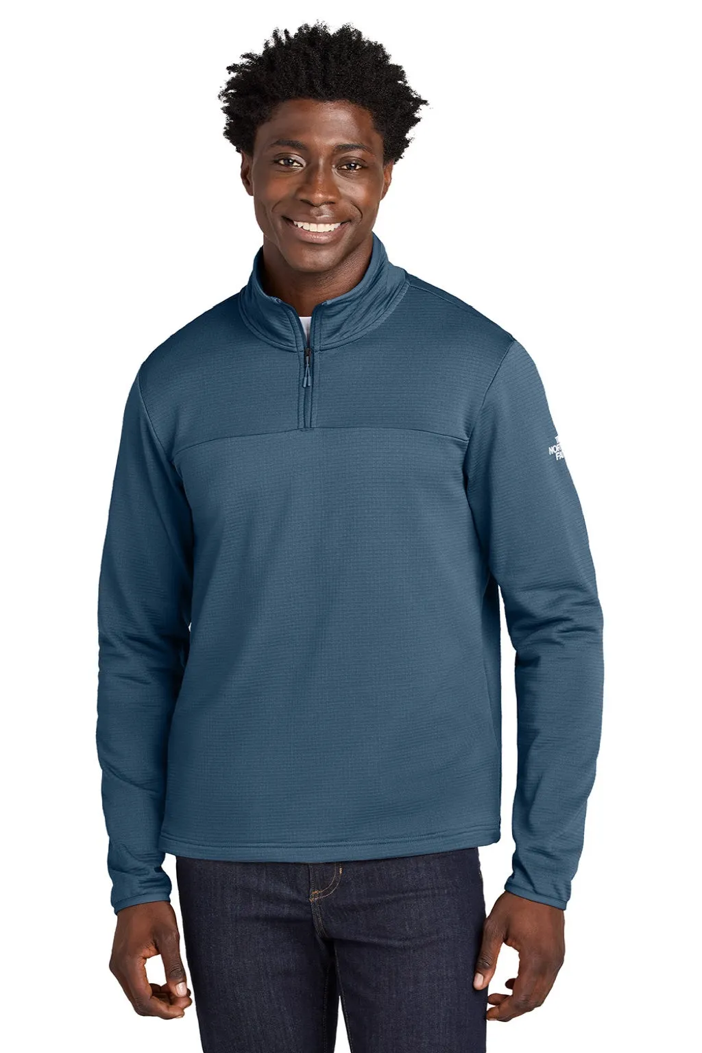The North Face Mens Aim Fleece 1/4 Zip Sweatshirt - Shady Blue