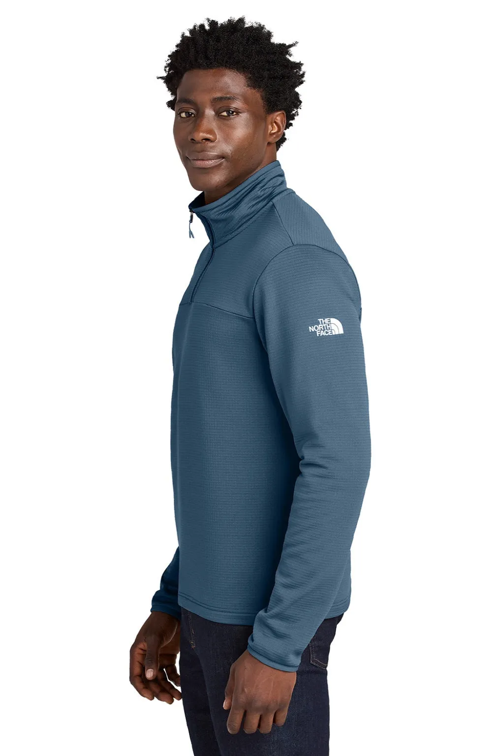 The North Face Mens Aim Fleece 1/4 Zip Sweatshirt - Shady Blue