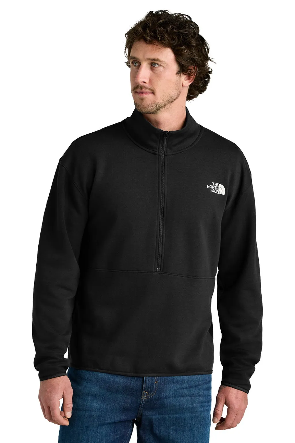 The North Face Mens Double Knit 1/4 Zip Fleece Jacket - Black