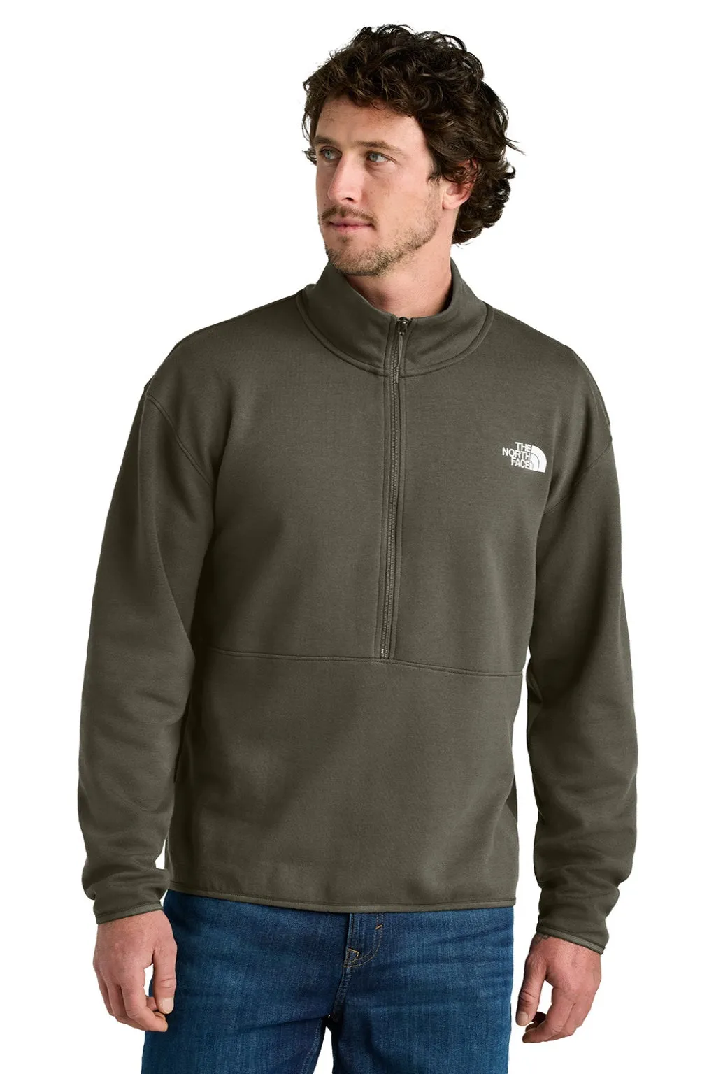 The North Face Mens Double Knit 1/4 Zip Fleece Jacket - New Taupe Green