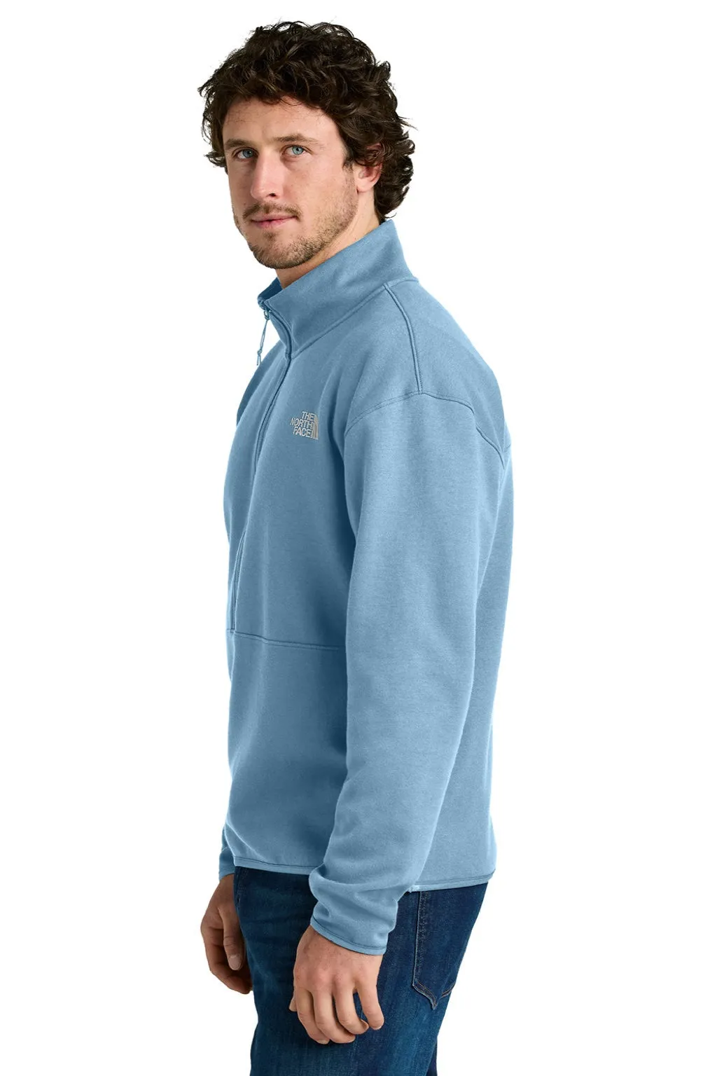 The North Face Mens Double Knit 1/4 Zip Fleece Jacket - Steel Blue