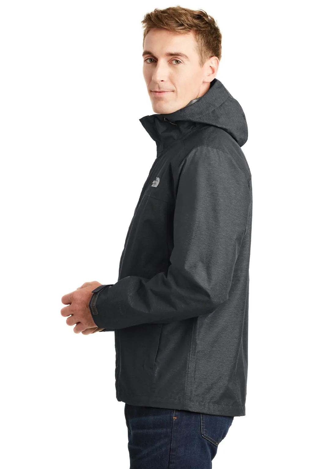 The North Face Mens DryVent Windproof & Waterproof Full Zip Hooded Jacket - Heather Dark Grey