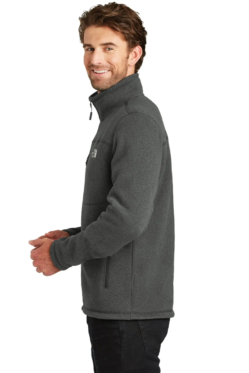 The North Face Mens Full Zip Sweater Fleece Jacket - Heather Black