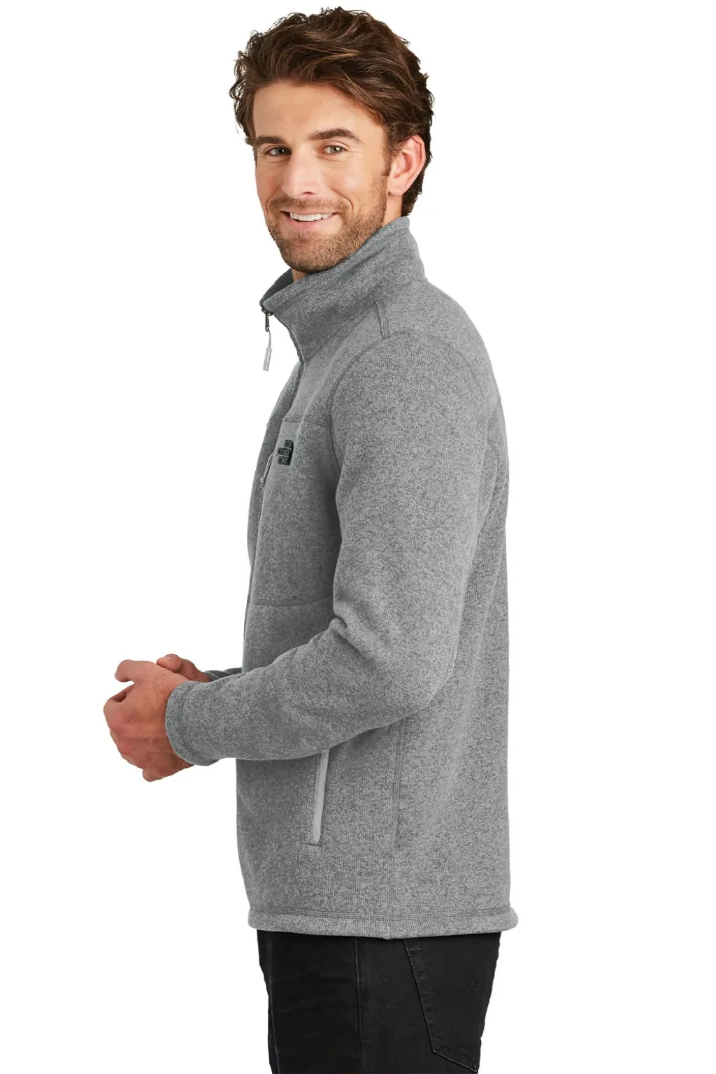 The North Face Mens Full Zip Sweater Fleece Jacket - Heather Medium Grey