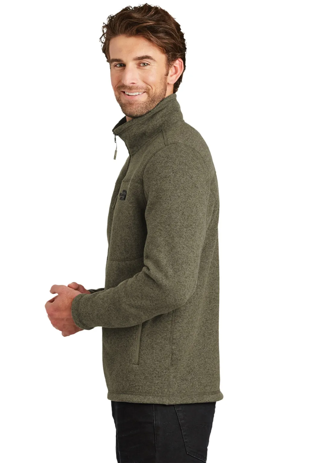 The North Face Mens Full Zip Sweater Fleece Jacket - Heather New Taupe Green