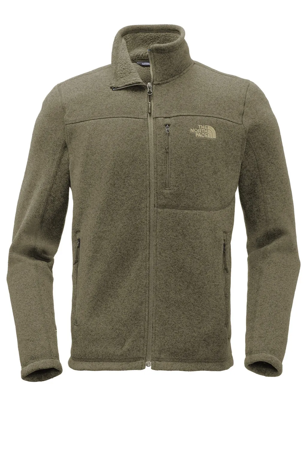 The North Face Mens Full Zip Sweater Fleece Jacket - Heather New Taupe Green