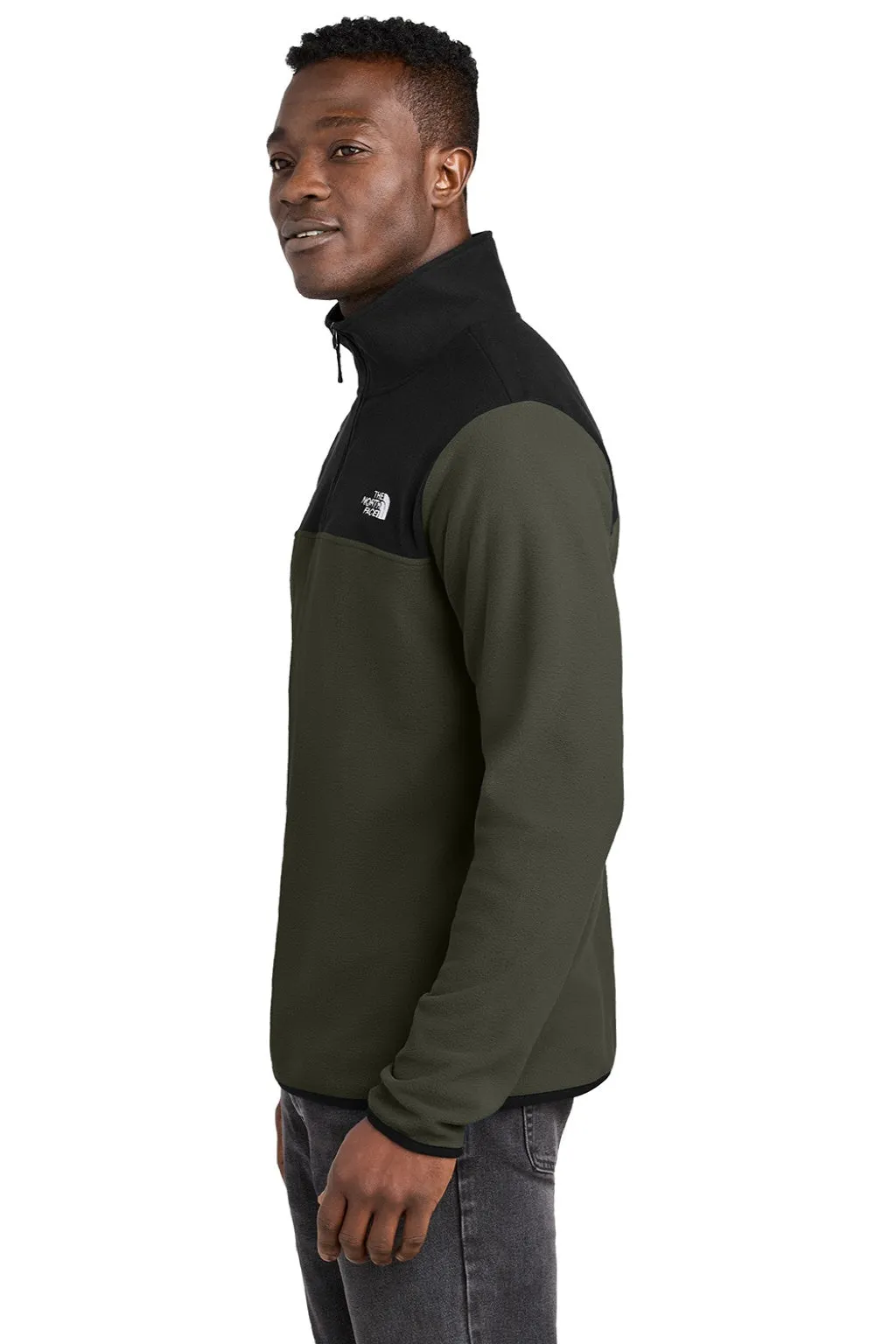 The North Face Mens Glacier Fleece 1/4 Zip Jacket - New Taupe Green/Black