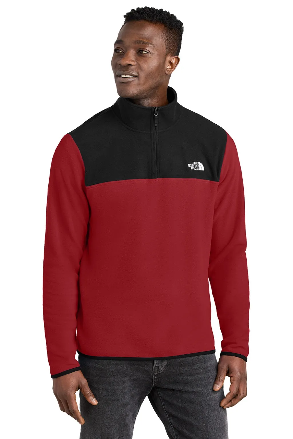 The North Face Mens Glacier Fleece 1/4 Zip Jacket - Rage Red/Black