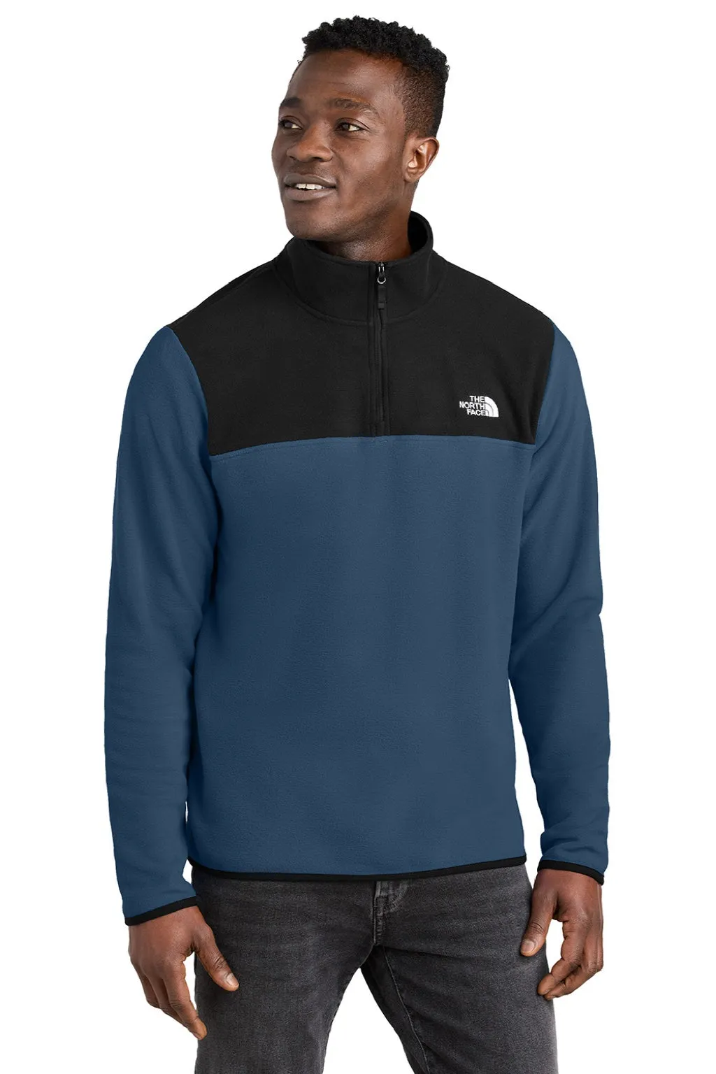 The North Face Mens Glacier Fleece 1/4 Zip Jacket - Shady Blue/Black
