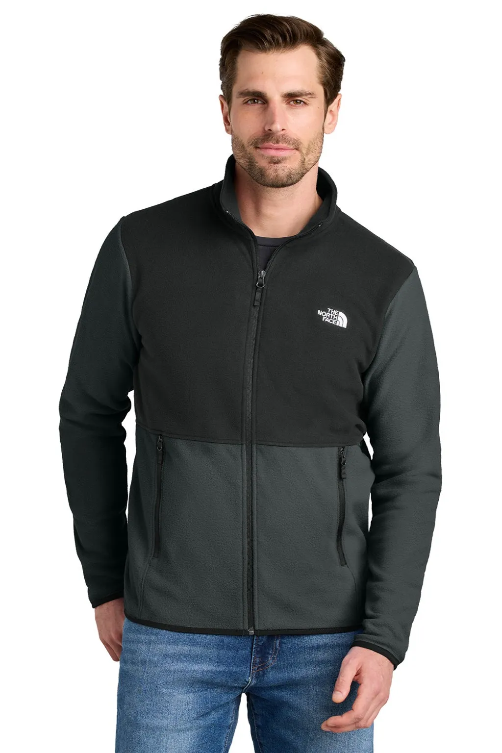 The North Face Mens Glacier Fleece Full Zip Jacket - Asphalt Grey/Black