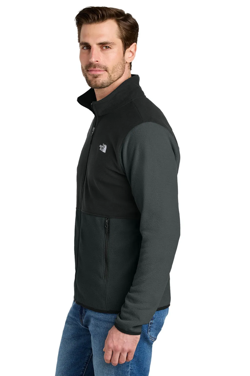 The North Face Mens Glacier Fleece Full Zip Jacket - Asphalt Grey/Black